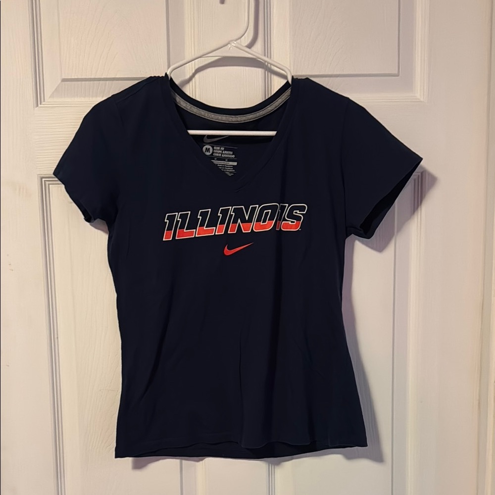 Nike Blue and Orange Fitted Short Sleeve Tee